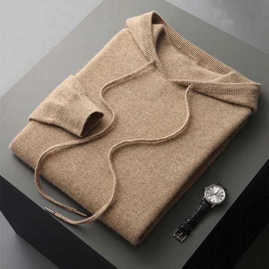 Wool Hoodie Merino Knit Pullover for Men
