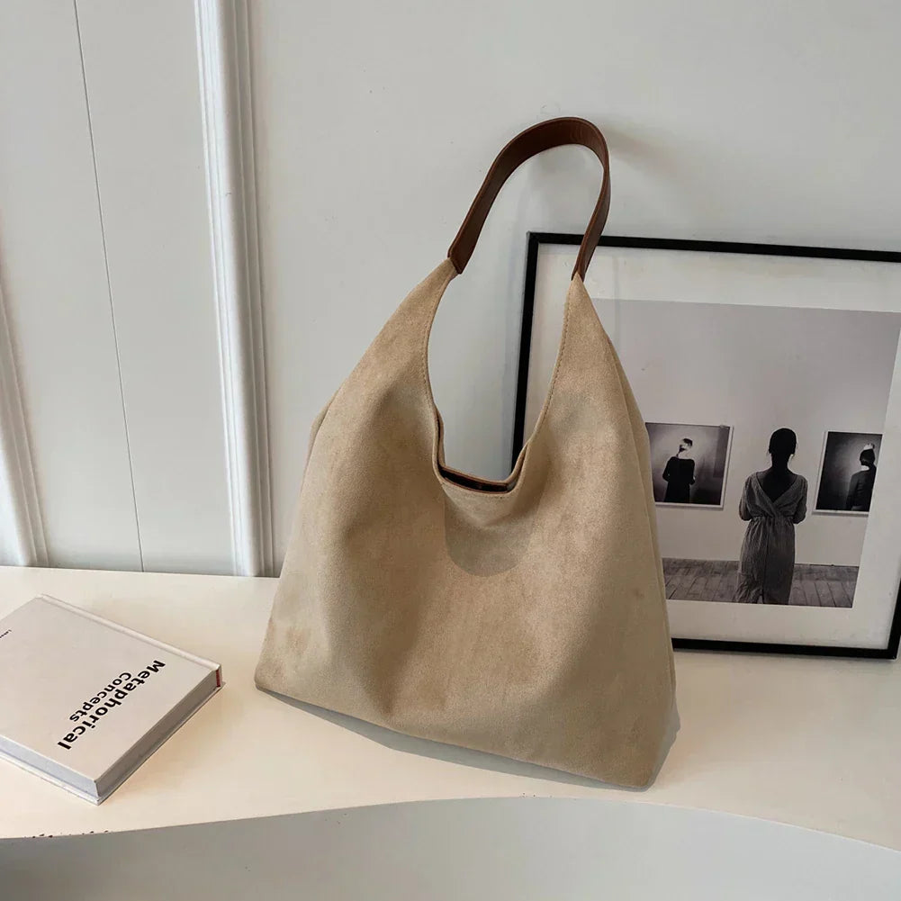 Shoulder Bag Faux Suede Soft Tote for Women