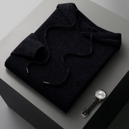 Wool Hoodie Merino Knit Pullover for Men