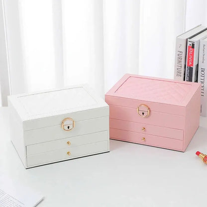 Jewelry Box Organizer Leather Multi-Layer Storage