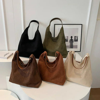 Shoulder Bag Faux Suede Soft Tote for Women