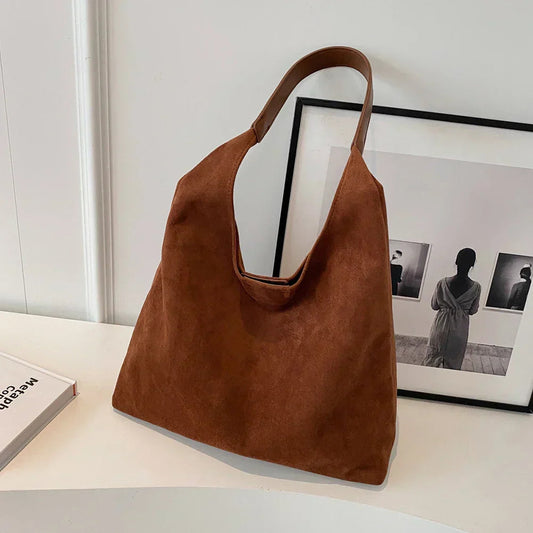 Shoulder Bag Faux Suede Soft Tote for Women