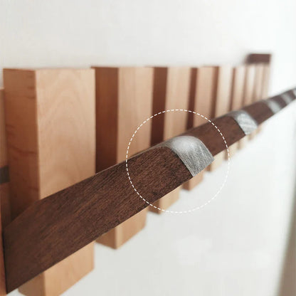 Wooden Wall Hooks with Foldable Coat Hangers