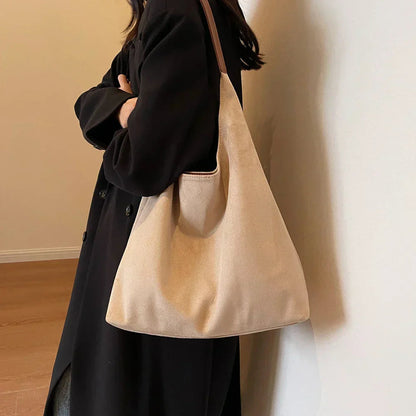 Shoulder Bag Faux Suede Soft Tote for Women