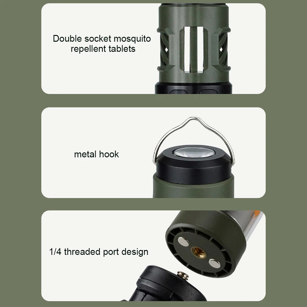 3-in-1 Mosquito Repeller Camping Light – Rechargeable Outdoor Lantern with Tripod & USB Charging