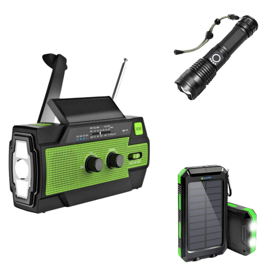 3 Product Emergency Prepper Bundle | Powerbank, Flashlight, & Radio
