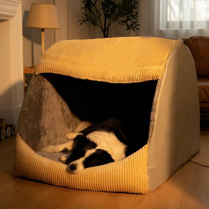 Dog Bed Warm Tent Style Flannel Enclosure