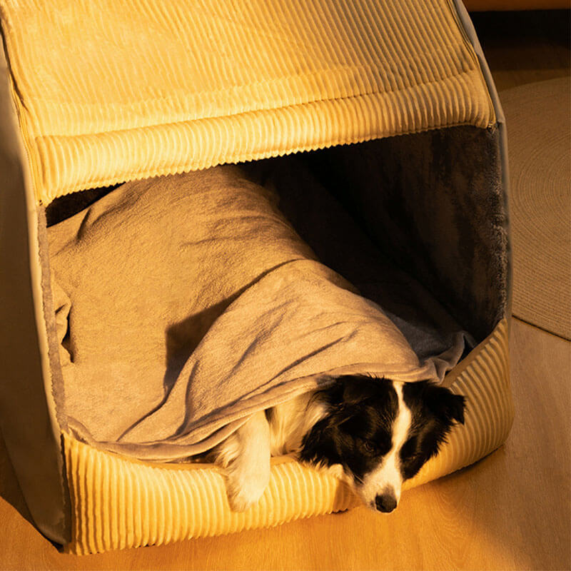Dog Bed Warm Tent Style Flannel Enclosure