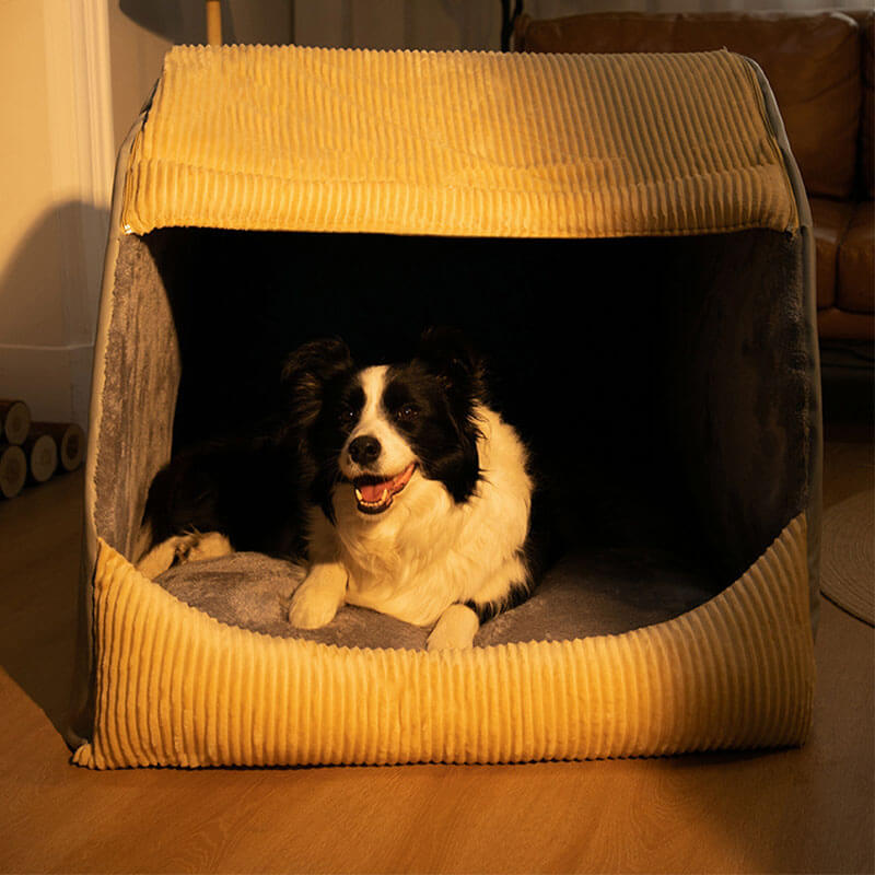 Dog Bed Warm Tent Style Flannel Enclosure