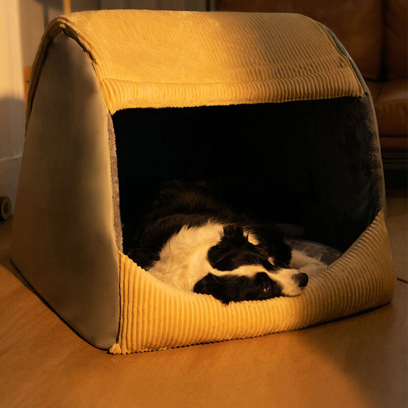 Dog Bed Warm Tent Style Flannel Enclosure