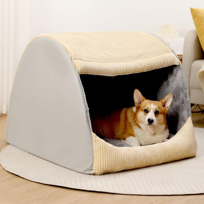 Dog Bed Warm Tent Style Flannel Enclosure
