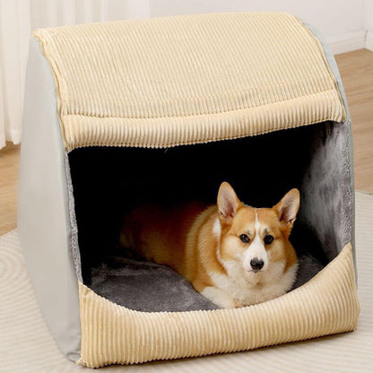 Dog Bed Warm Tent Style Flannel Enclosure