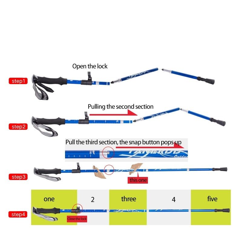 Hiking Poles Foldable Lightweight Aluminum Walking Sticks