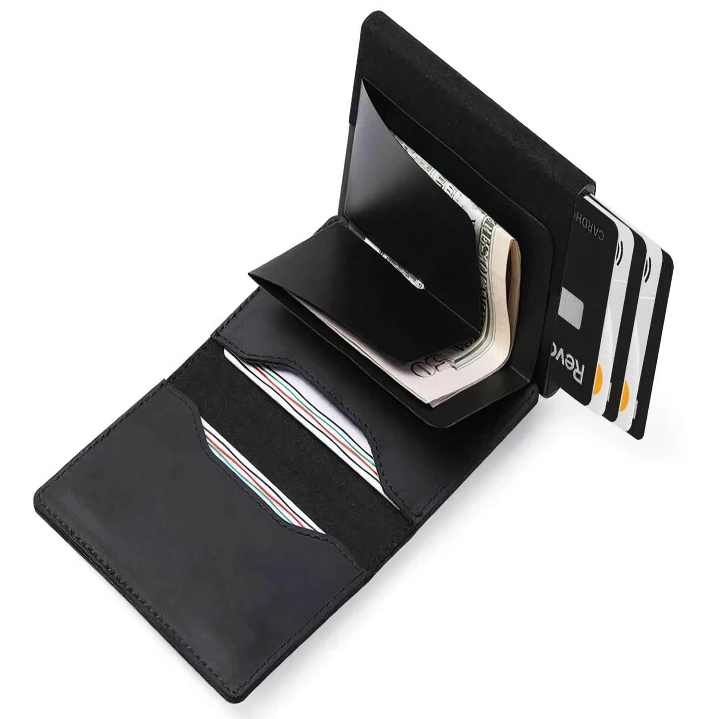 Leather Wallet with AirTag and RFID Blocker