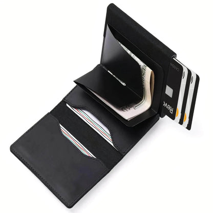 Leather Wallet with AirTag and RFID Blocker