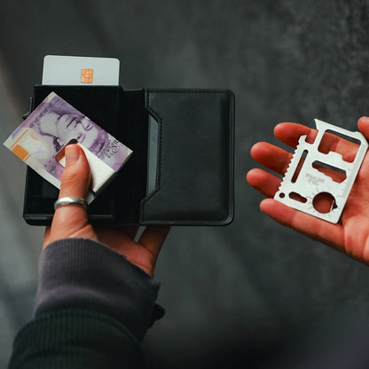 Leather Wallet with AirTag and RFID Blocker