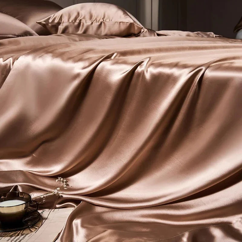 25 Momme Luxury Pure Mulberry Silk Bedding Set med 4 sängkläder