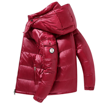 Puffer Jacket Black Glossy Down Winter Coat
