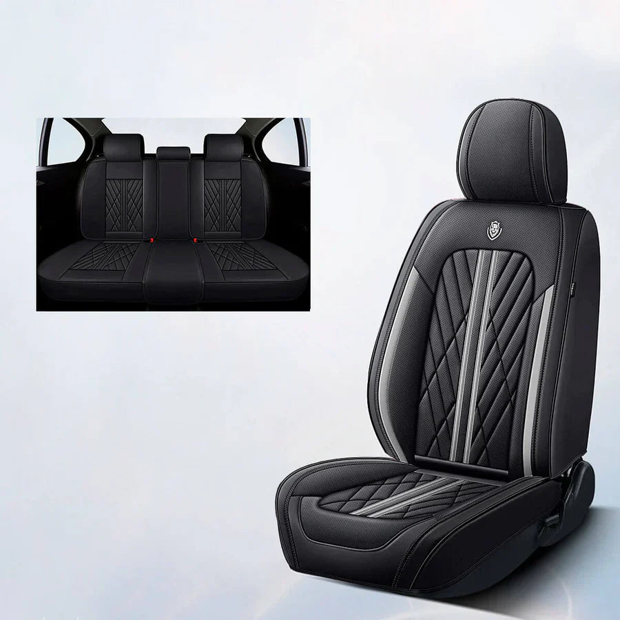 Car Seat Covers Grey Black Leather Waterproof