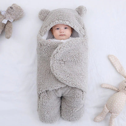 Baby Blanket Fleece Wrap with Hooded Design