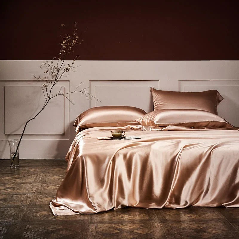 25 Momme Luxury Pure Mulberry Silk Bedding Set med 4 sängkläder