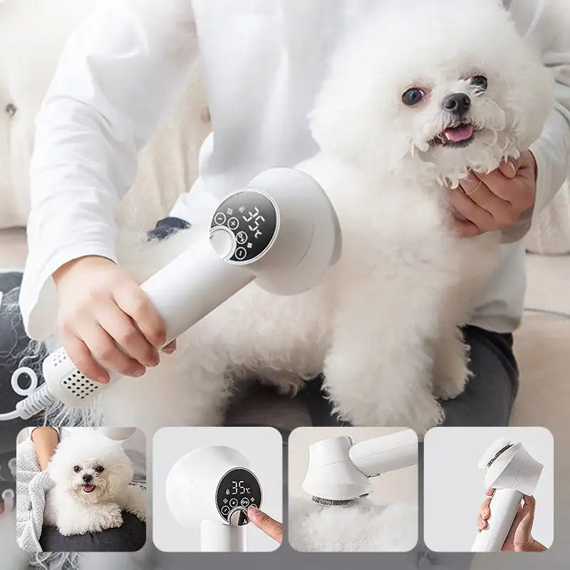 Dog Hair Dryer with Slicker Brush Attachment