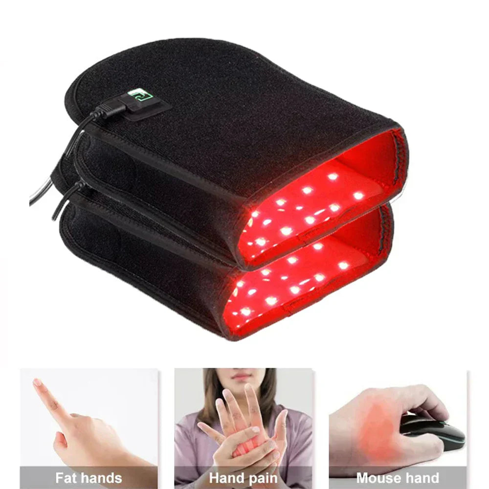 Hand therapy glove with infrared light device