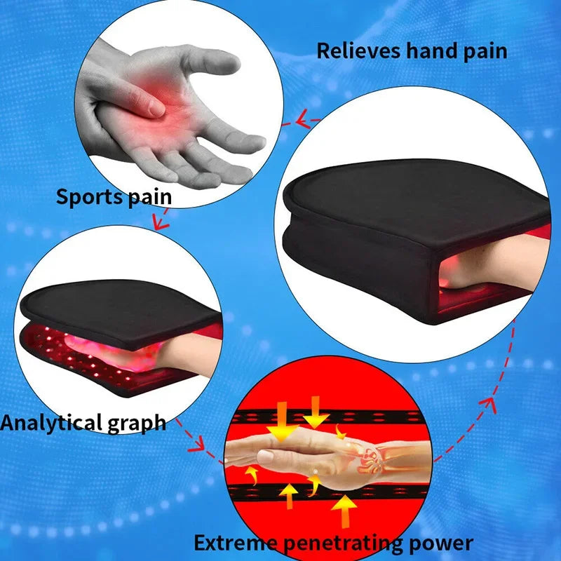 Hand therapy glove with infrared light device