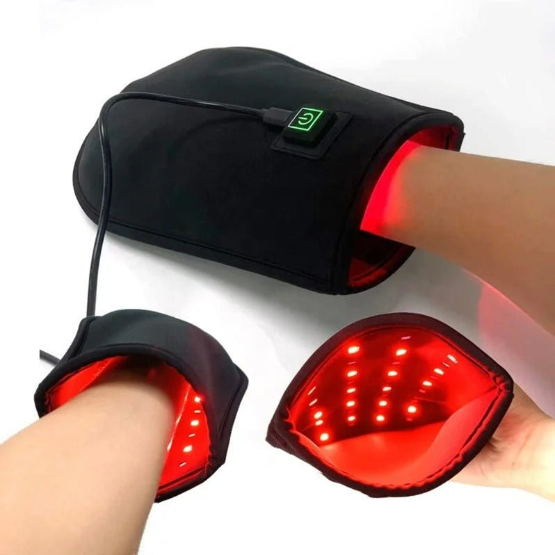 Hand therapy glove with infrared light device