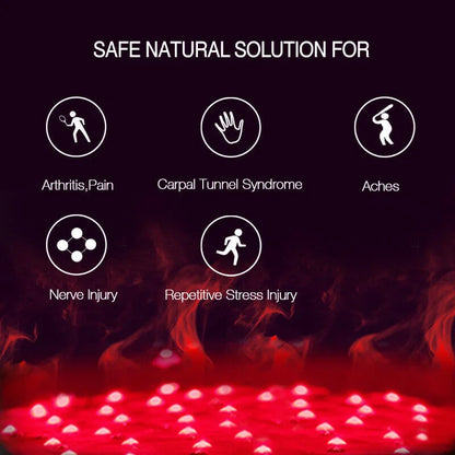 Hand therapy glove with infrared light device