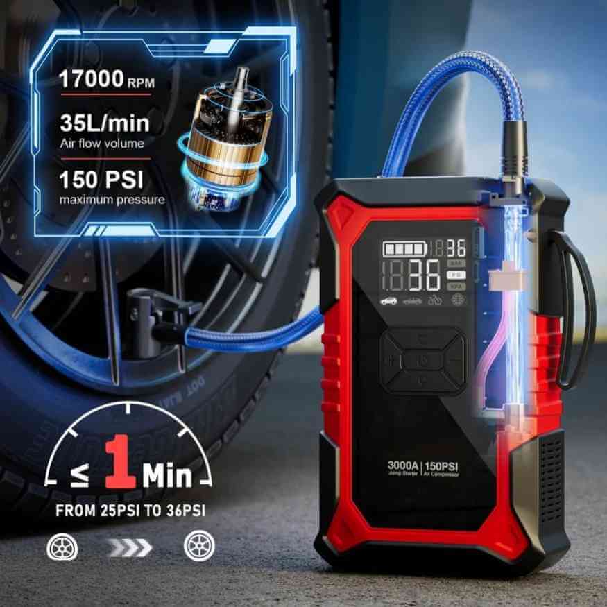 Car Jump Starter with Air Compressor