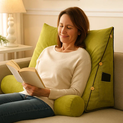Back Support Cushion with Removable Neck Roll