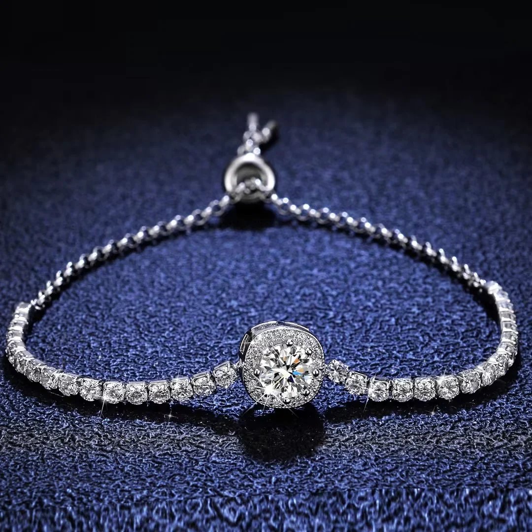 Moissanite Bracelet - Comes in a beautiful gift box - Adjustable length