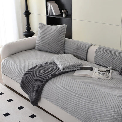 Sofa Cover Plush Non-Slip Grey Protector
