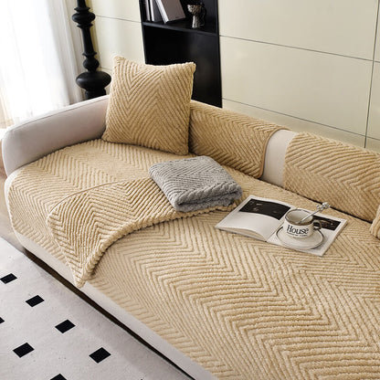 Sofa Cover Plush Non-Slip Grey Protector