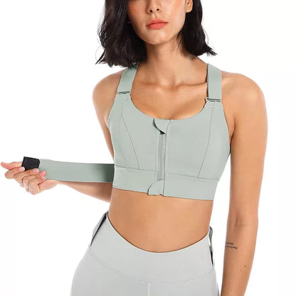 Sports Bra with Zip Front and Adjustable Straps