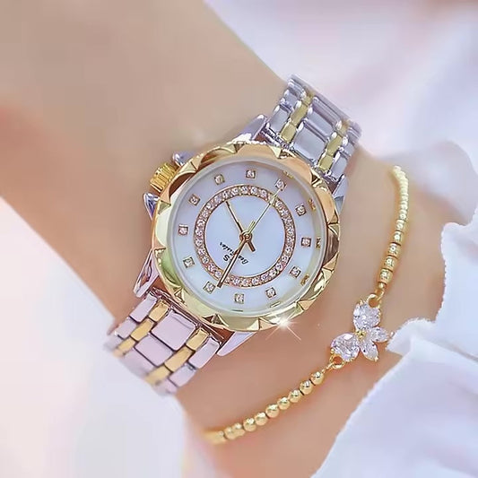 Women's Diamond Quartz Watch with Free Bracelet