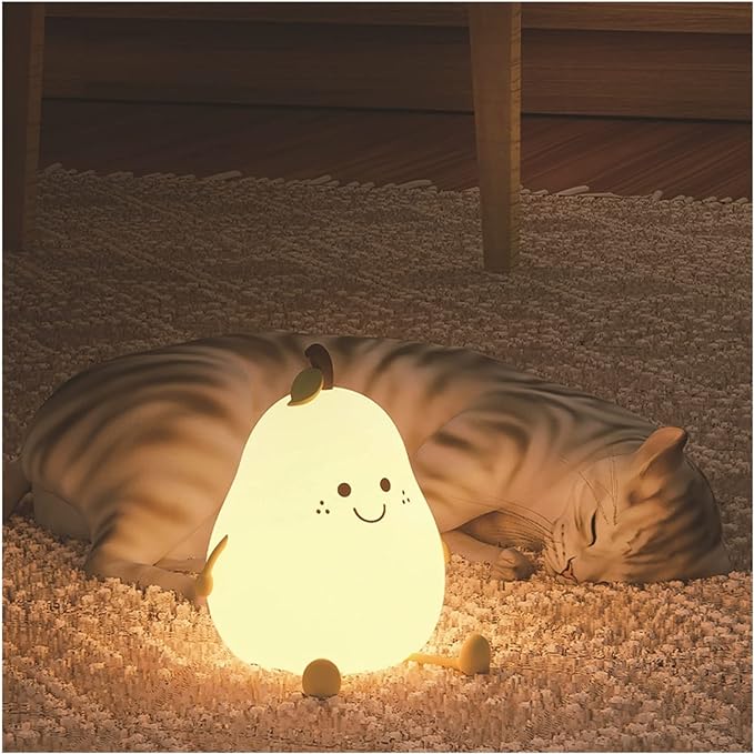 KAWAII-Päronformad-nattlampa-|-Mjukglödande-LED-lampa-för-barnrum