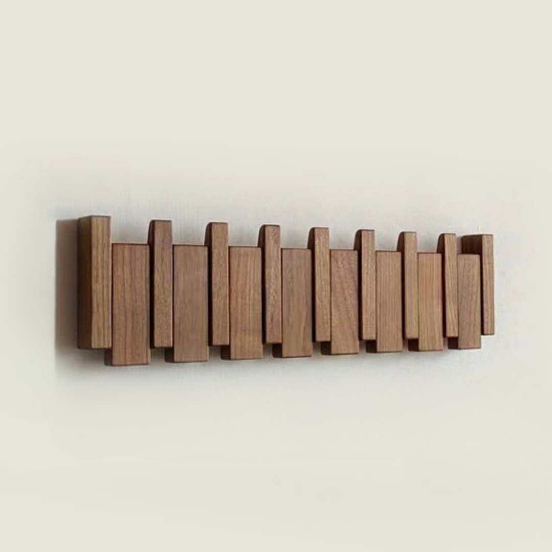 Wooden Wall Hooks with Foldable Coat Hangers