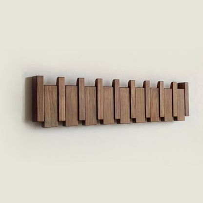 Wooden Wall Hooks with Foldable Coat Hangers