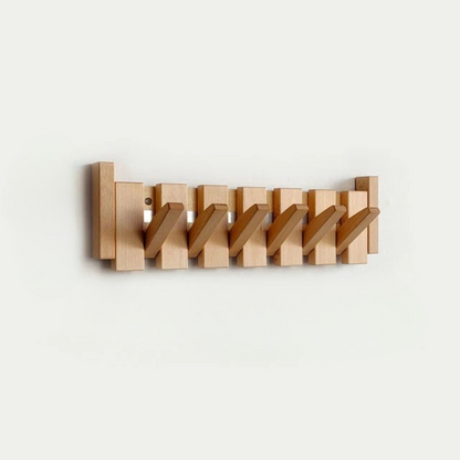 Wooden Wall Hooks with Foldable Coat Hangers