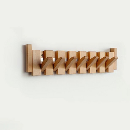Wooden Wall Hooks with Foldable Coat Hangers