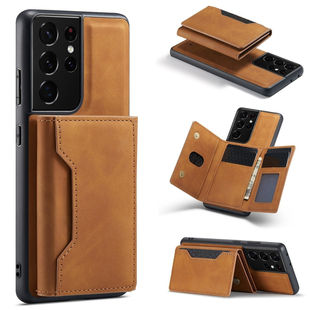 Phone Case with Leather Card Wallet Cover