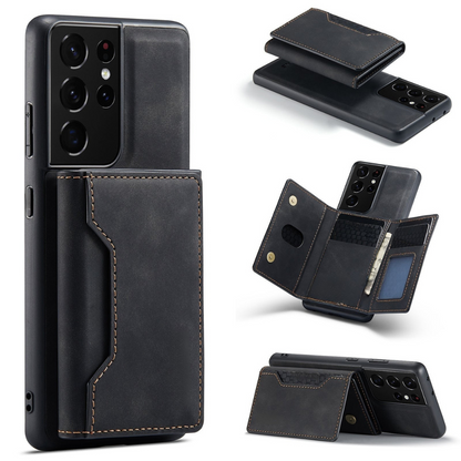 Phone Case with Leather Card Wallet Cover