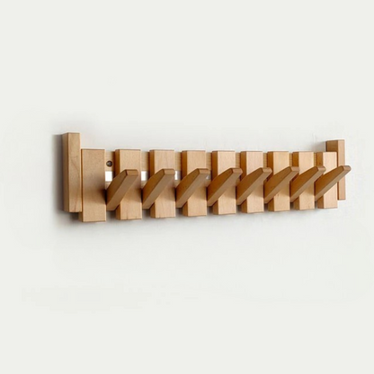 Wooden Wall Hooks with Foldable Coat Hangers