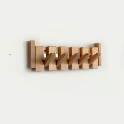 Wooden Wall Hooks with Foldable Coat Hangers