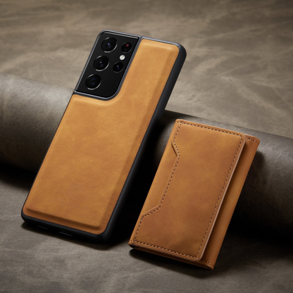 Phone Case with Leather Card Wallet Cover