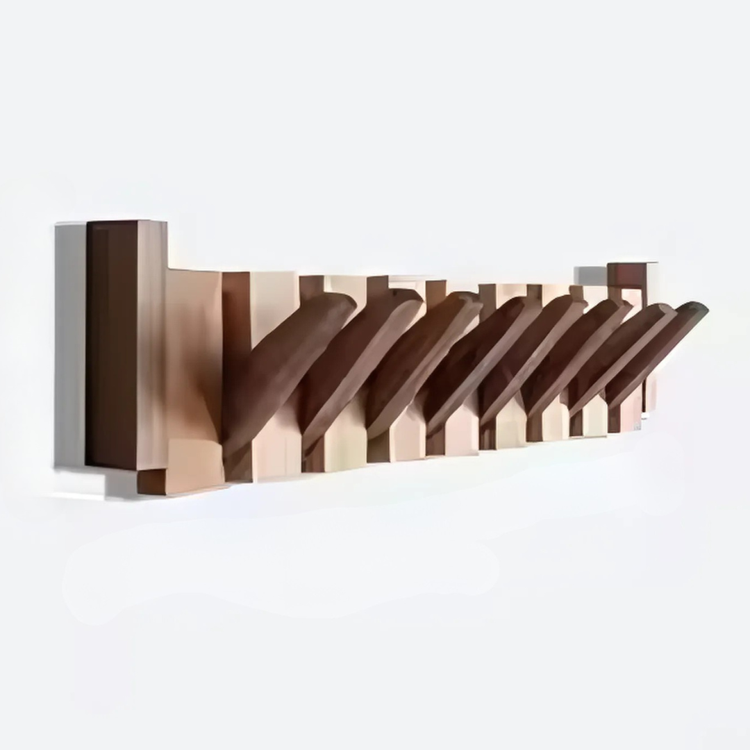 Wooden Wall Hooks with Foldable Coat Hangers