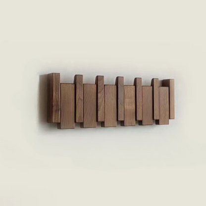 Wooden Wall Hooks with Foldable Coat Hangers