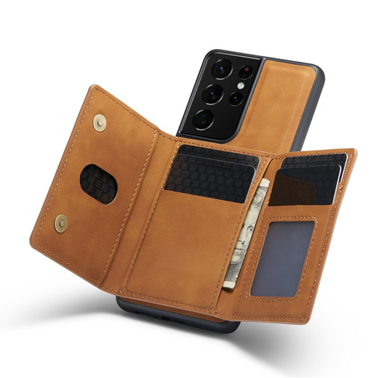 Phone Case with Leather Card Wallet Cover